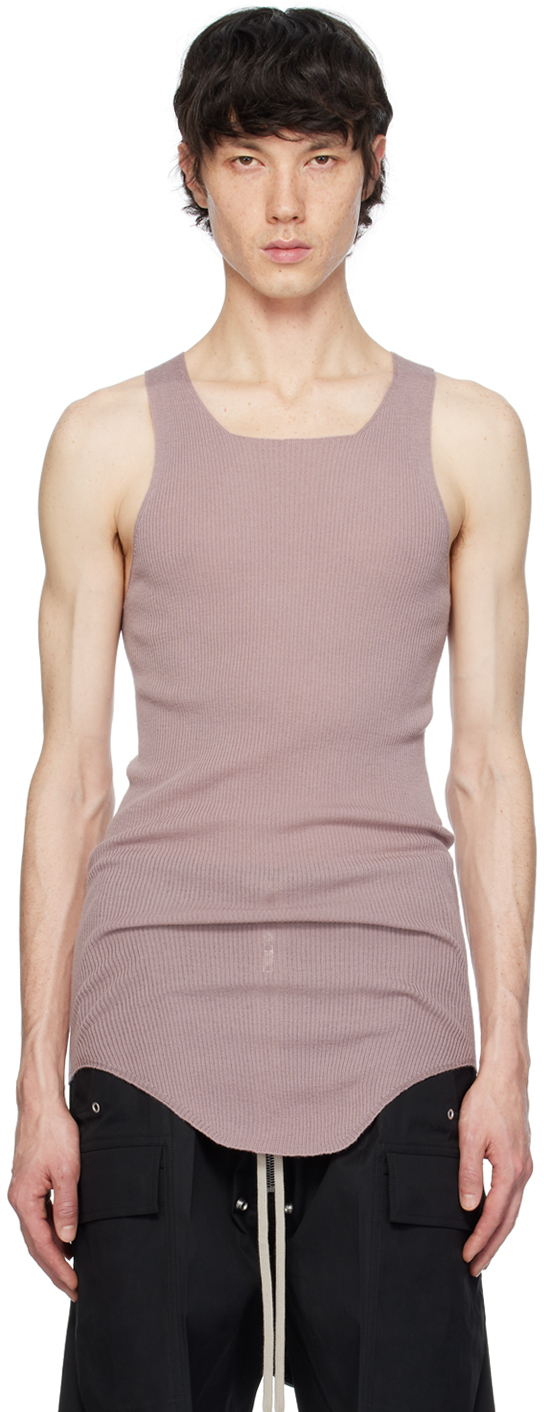 Rick Owens Pink Ribbed Tank Top In 63 Dusty Pink
