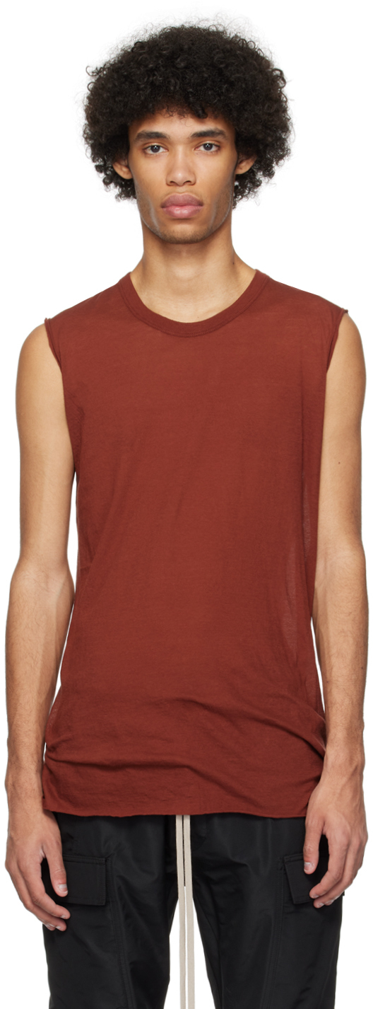 Rick Owens リックオウエンス タンクトップ ブラウン リブ ブラウン Rick Owensのブラウン Porterville Basic リブタンクトップが
