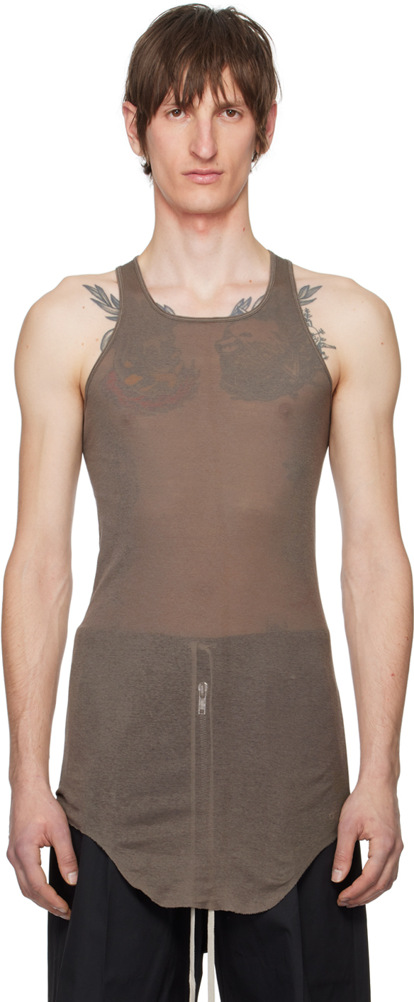 Rick Owens Gray Basic Tank Top In 34 Dust