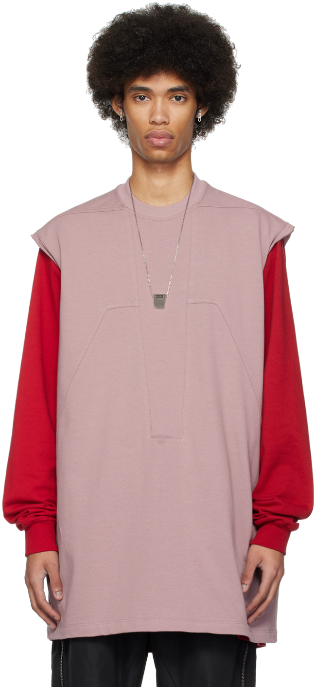 Rick Owens Pink Splintered Tarp T-shirt In 63 Dusty Pink