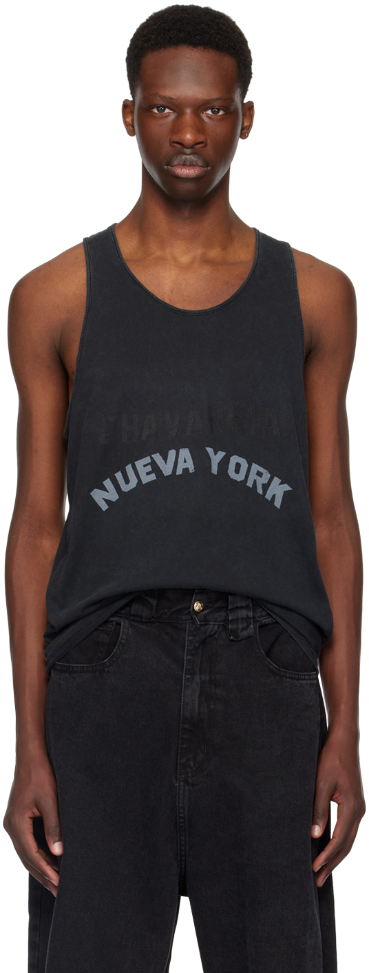 Willy Chavarria Black Printed Tank Top