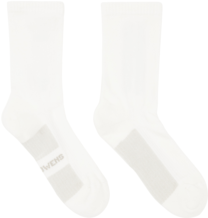 Rick Owens Off-white Glitter Socks In 1108 Milk/pearl