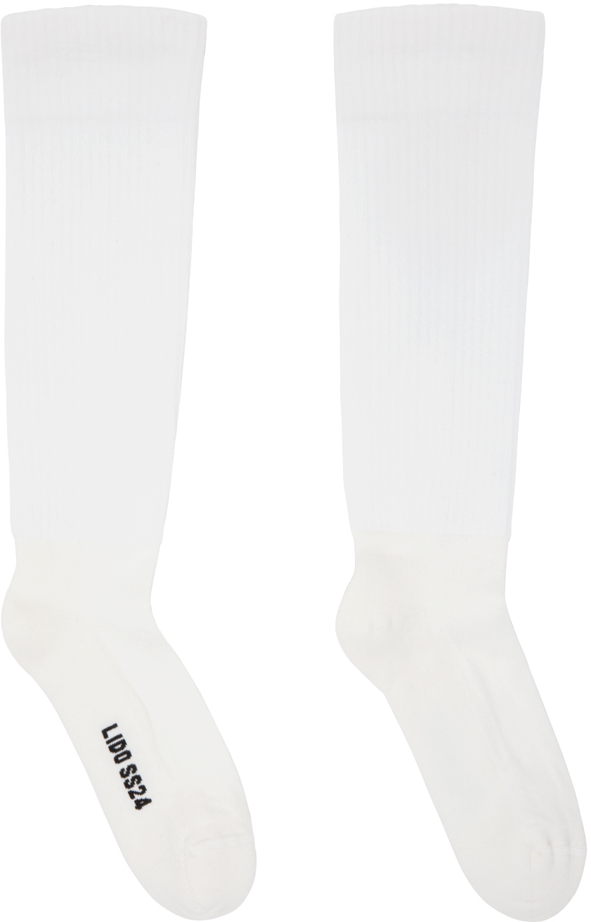Rick Owens: White Knee High Socks | SSENSE