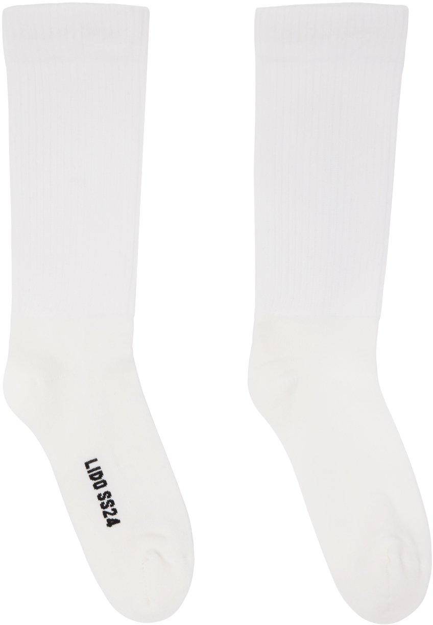 White Mid Calf Socks