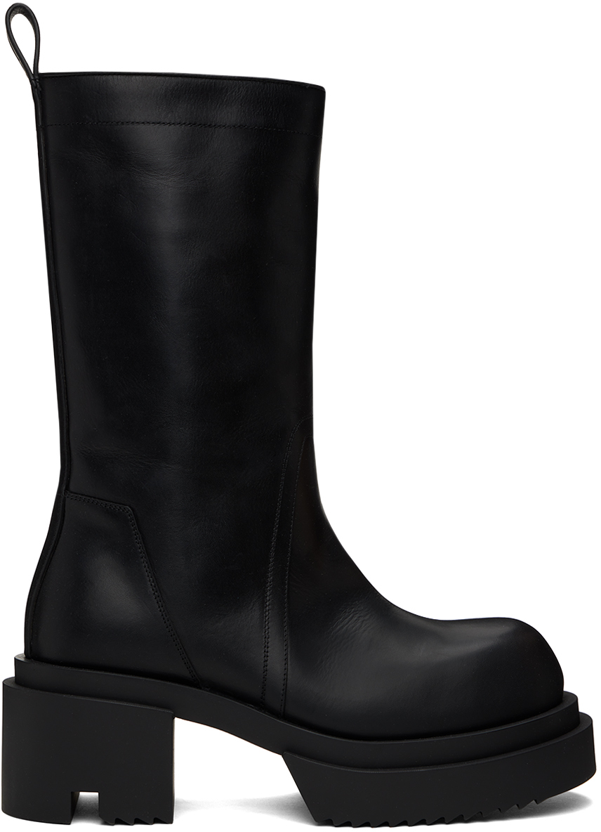 Black Bogun Boots by Rick Owens on Sale