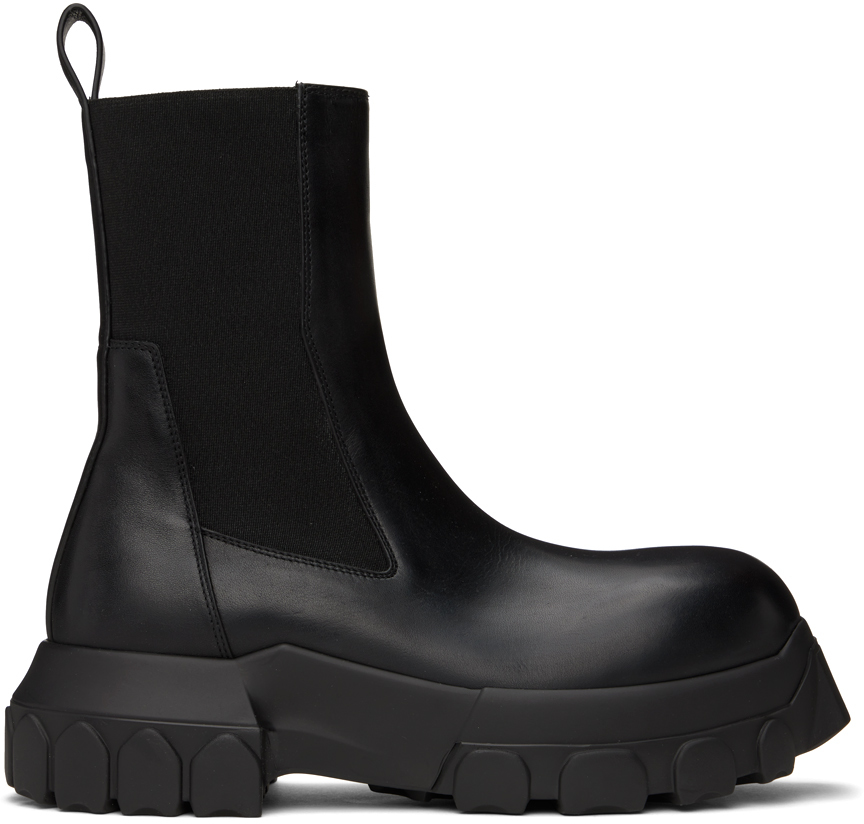 Black Beatle Bozo Tractor Chelsea Boots