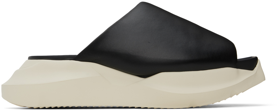 Rick Owens: Black Geth Puffer Pool Slides | SSENSE