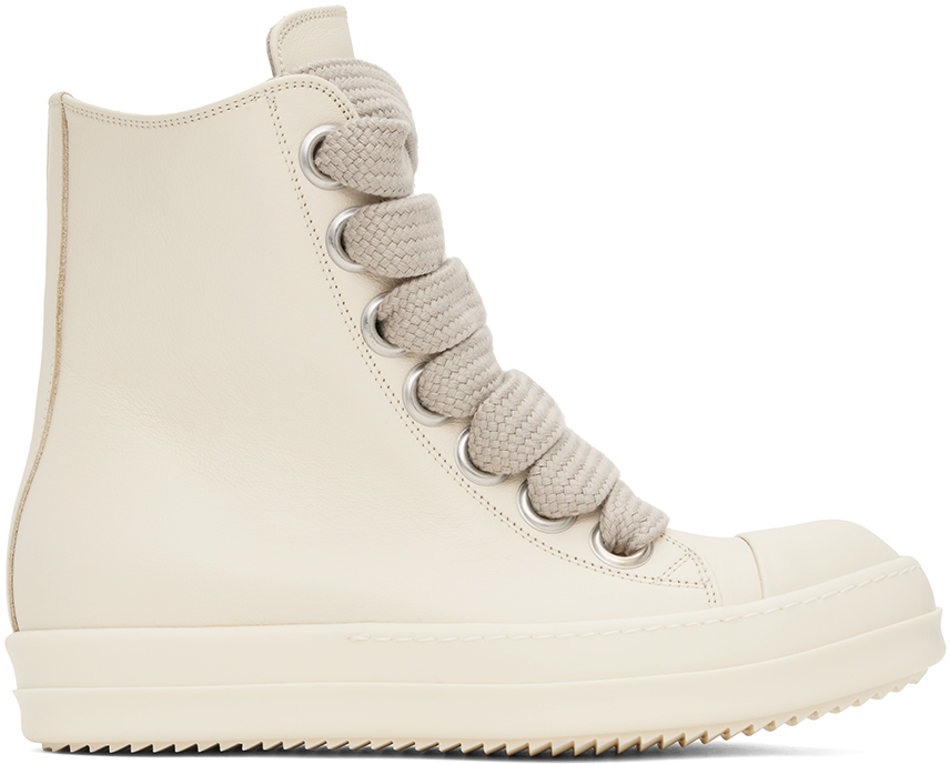 Rick Owens Off-white Jumbo Laced Sneakers In 11111 Milk/milk/milk