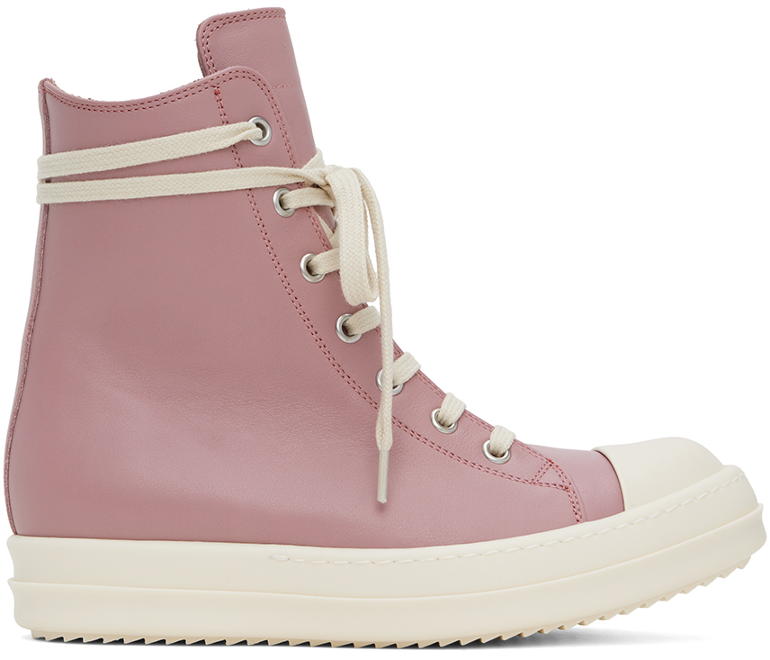 Rick Owens Pink High Trainers In 6311 Dusty Pink/milk