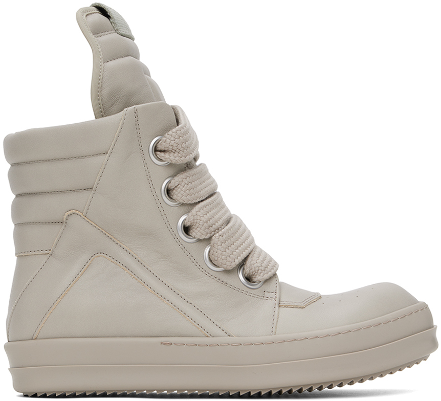 Shop Rick Owens Off-white Geobasket Sneakers In 888 Pearl/pearl/pear