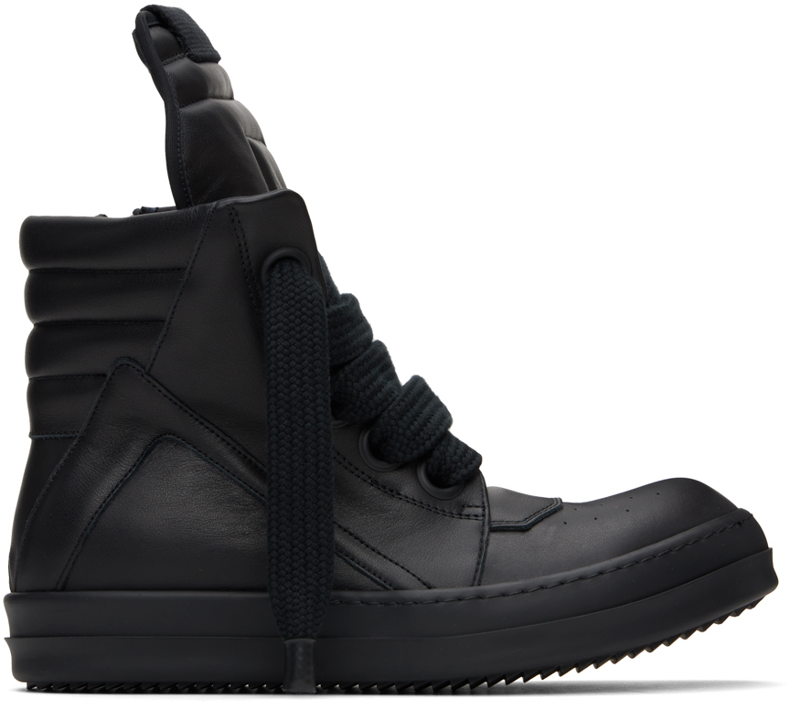 Shop Rick Owens Black Jumbo Laced Geobasket Sneakers In 9999 Black/black/bla