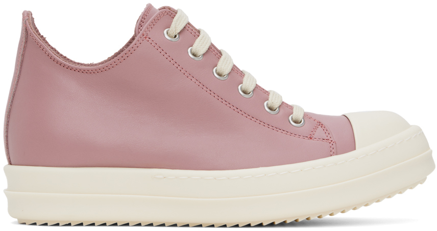 Rick Owens Pink Washed Calf Trainers In 6311 Dusty Pink/milk