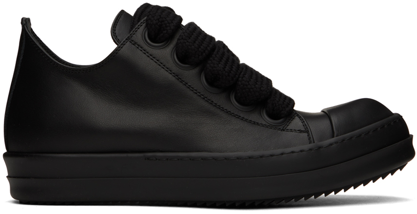 Shop Rick Owens Black Jumbo Laced Low Sneakers In 9999 Black/black/bla