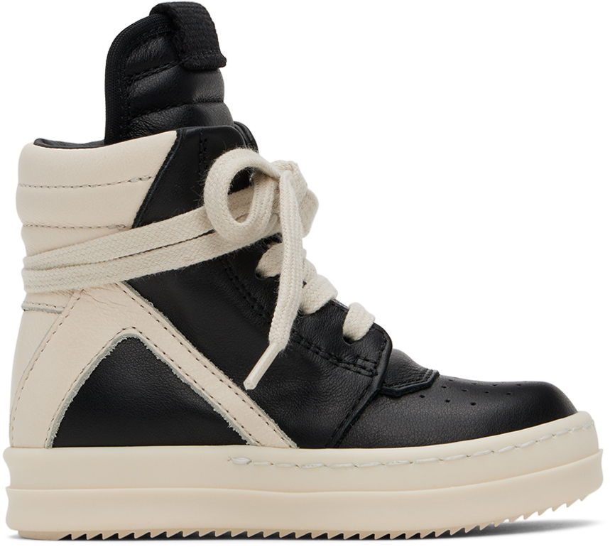 Shop Rick Owens Baby Black & Off-white Babygeo Sneakers In 911 Black/milk/milk
