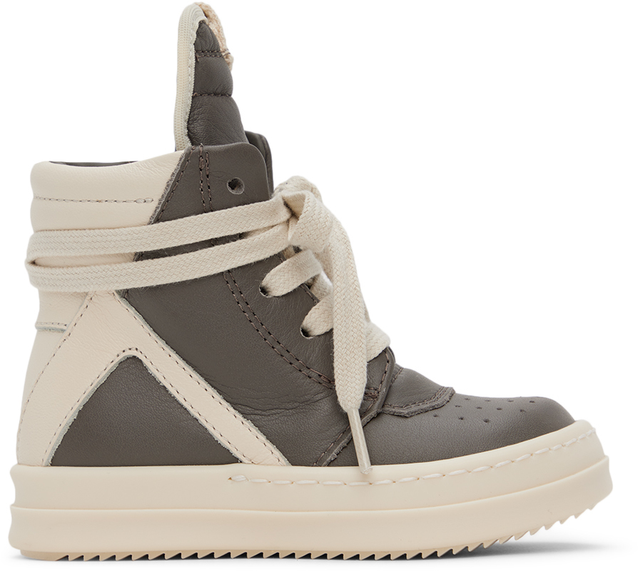 Shop Rick Owens Baby Gray & Off-white Babygeo Sneakers In 3411 Dust/milk/milk