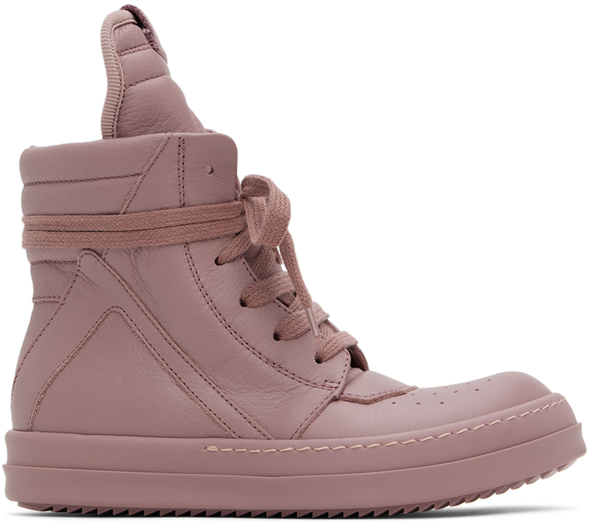 Shop Rick Owens Kids Pink Geobaskets Sneakers In 636363 Dusty Pink