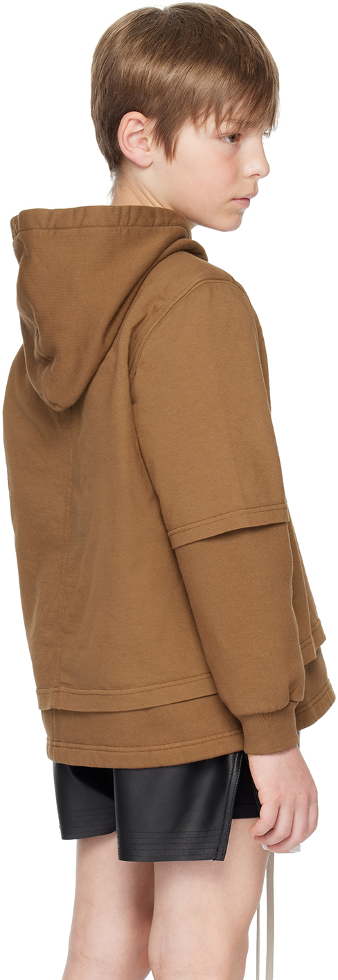 Rick Owens Hustler Cotton Jersey Hoodie In 44 Khaki Brown