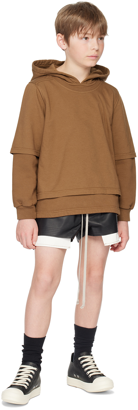 Rick Owens Hustler Cotton Jersey Hoodie In 44 Khaki Brown