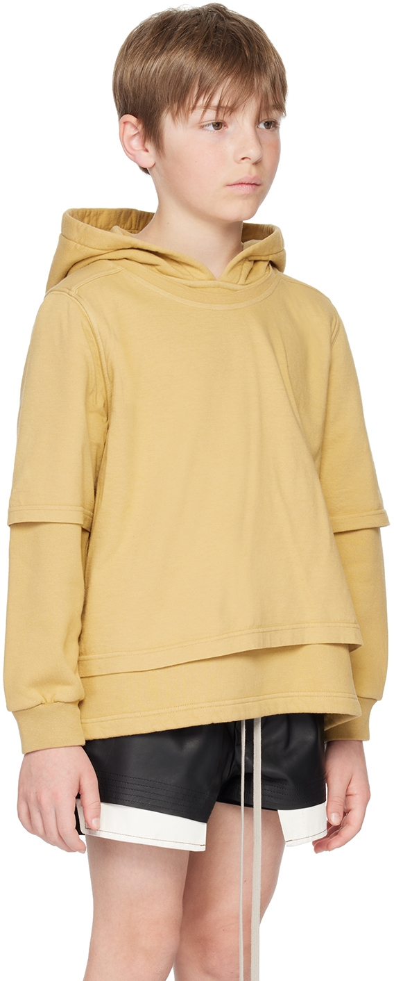 Rick Owens Hustler Cotton Jersey Hoodie In 42 Mustard