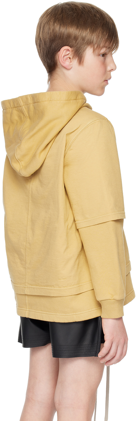 Rick Owens Hustler Cotton Jersey Hoodie In 42 Mustard