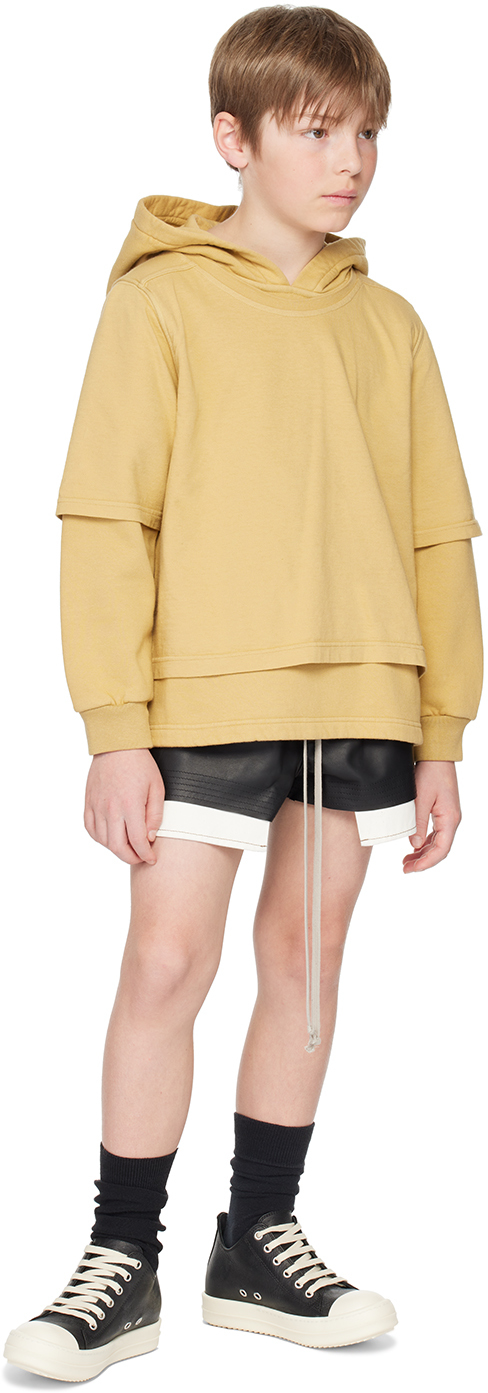 Rick Owens Hustler Cotton Jersey Hoodie In 42 Mustard