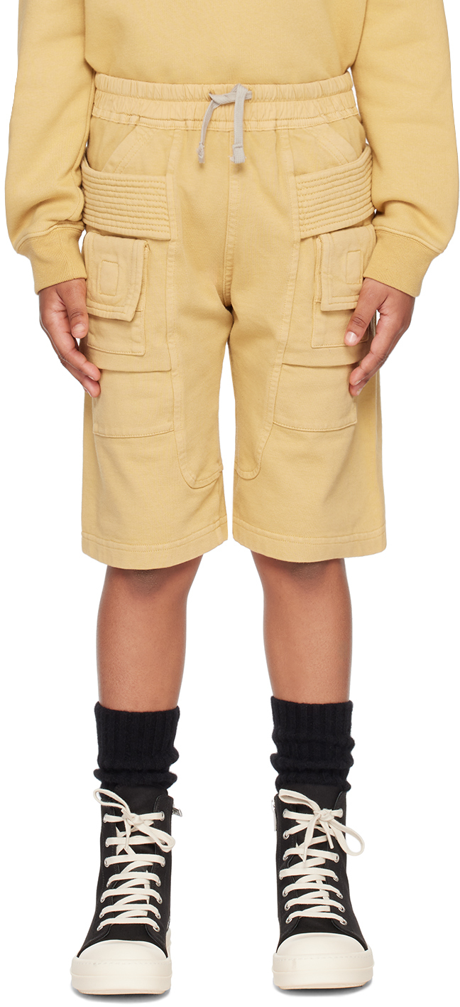 Rick Owens Kids Yellow Creatch Cargo Shorts In 42 Mustard