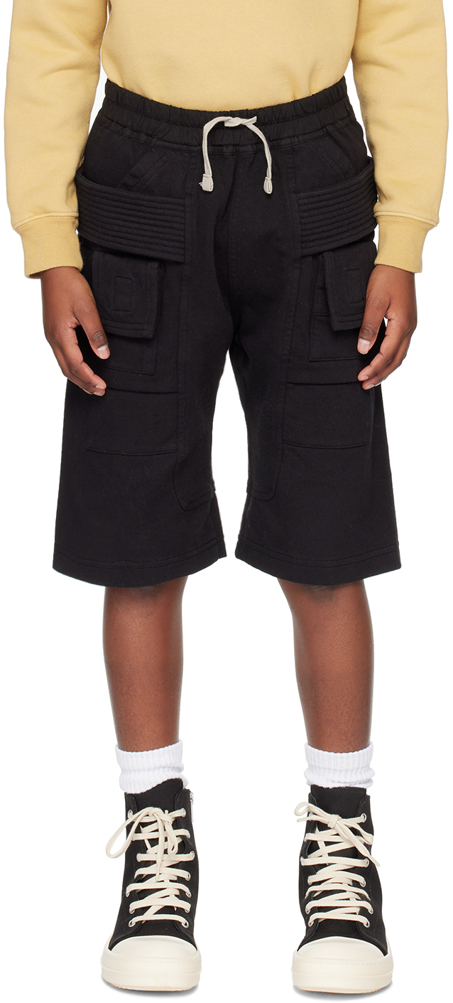Rick Owens Kids Black Creatch Cargo Pods Shorts In 09 Black