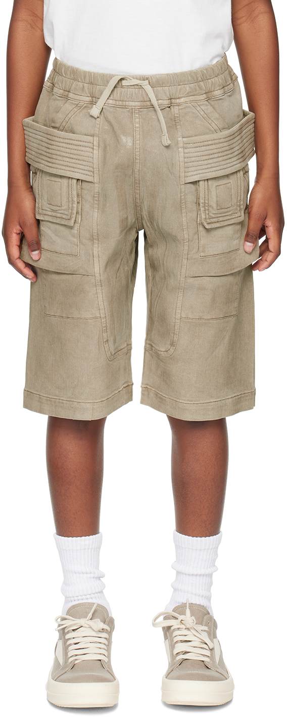 Rick Owens Kids Off-white Creatch Cargo Pods Denim Shorts In 08 Pearl
