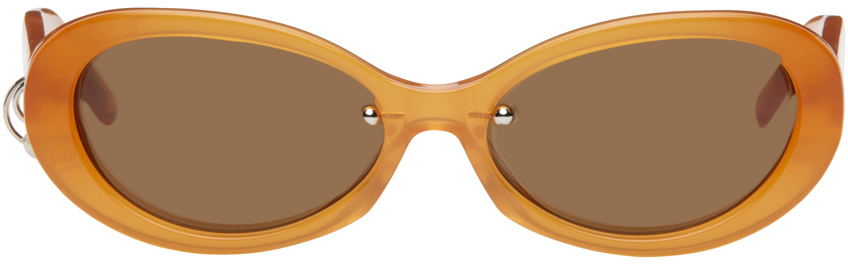 Justine Clenquet Ssense Exclusive Orange Drew Sunglasses In Tangerine/brown