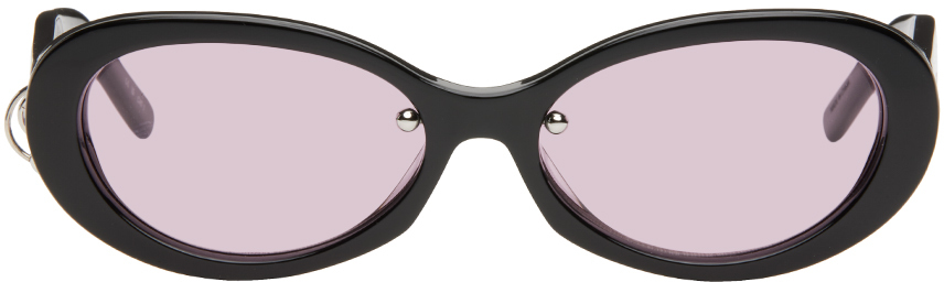 Justine Clenquet Ssense Exclusive Black Drew Sunglasses In Black/lilac