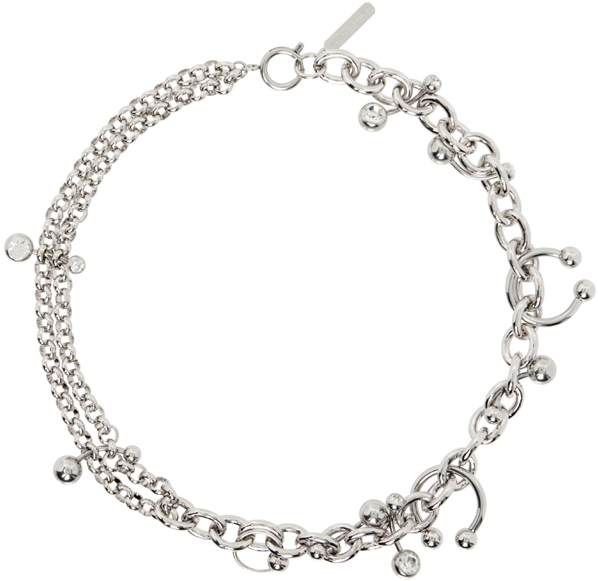 Shop Justine Clenquet Silver Holly Necklace In Palladium
