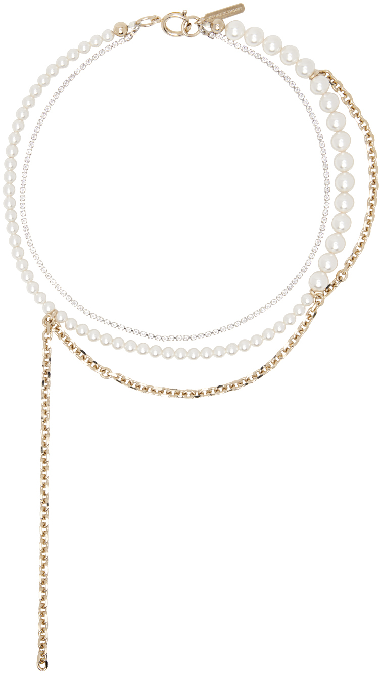 Justine Clenquet Silver & White Jill Necklace In Gold & Silver