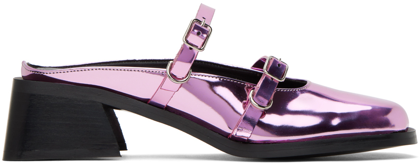 【関税込み】Justine Clenquet ブラック Andie Patent ミュール Justine Clenquet Andie 65mm Leather Mules | Black | FARFETCH