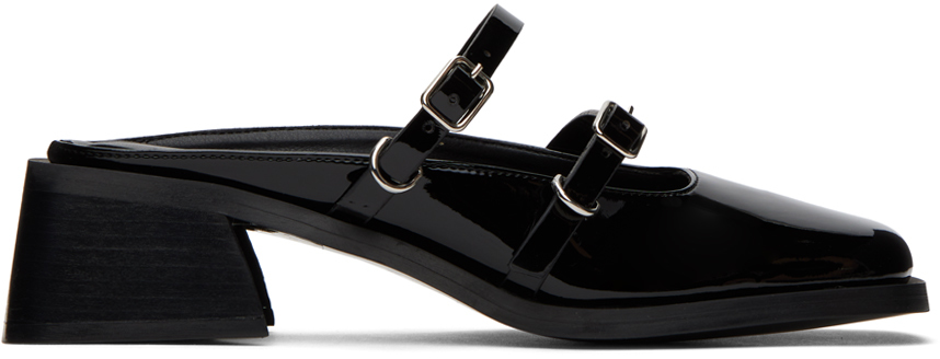 【関税込み】Justine Clenquet ブラック Andie Patent ミュール Justine Clenquet - Andie black mules