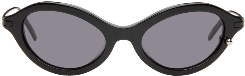 Justine Clenquet Ssense Exclusive Black Neve Sunglasses In Black/grey