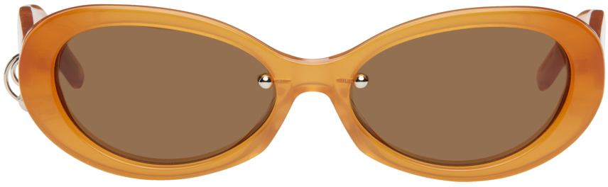 Justine Clenquet Ssense Exclusive Orange Drew Sunglasses In Tangerine/brown