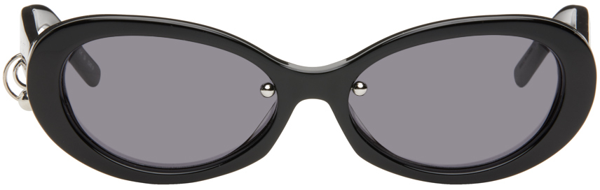 Justine Clenquet Ssense Exclusive Black Drew Sunglasses In Black/grey