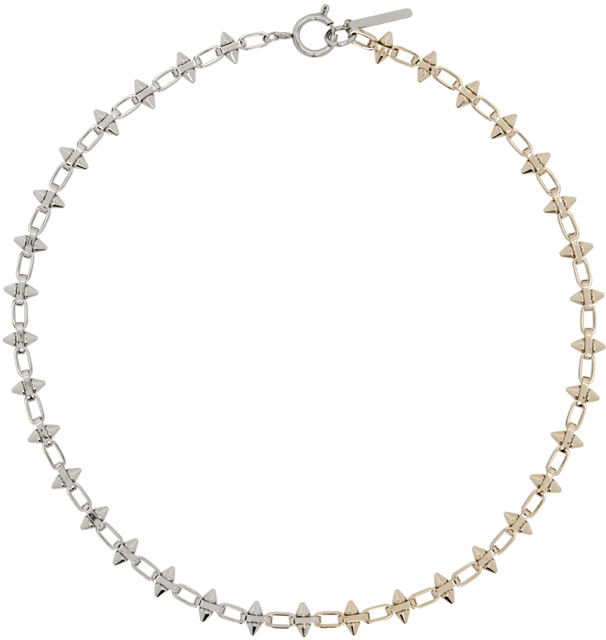 Justine Clenquet Silver & Gold Paul Necklace In Gold & Palladium