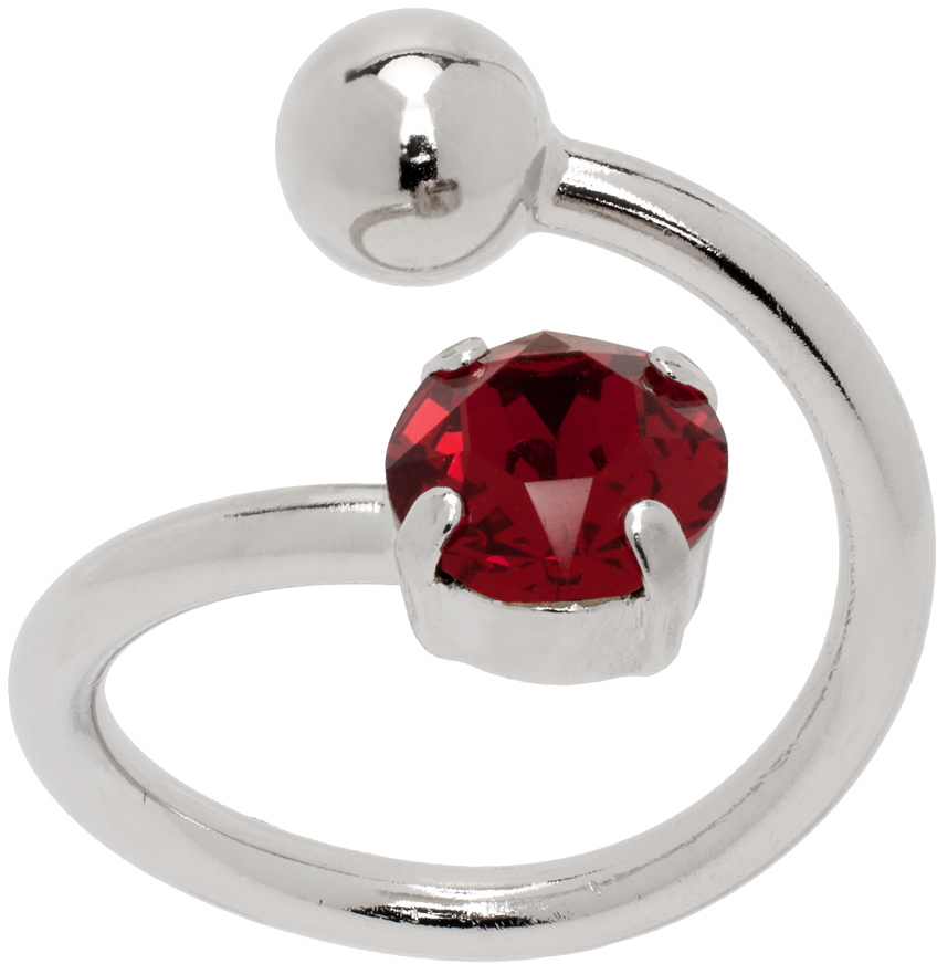 Justine Clenquet Silver Jackie Ring In Red