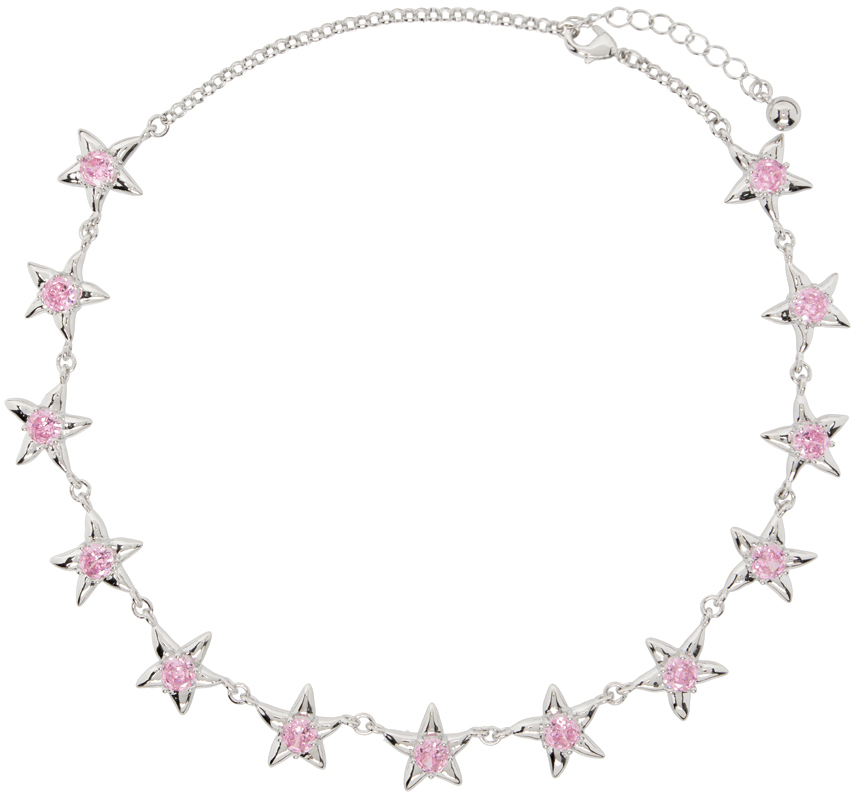 Silver & Pink Starlink Necklace by Collina Strada on Sale