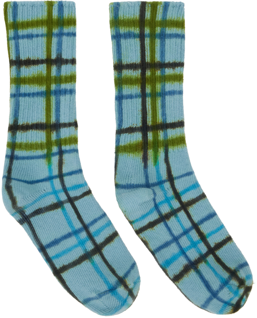 Blue & Green Aurora Plaid Socks