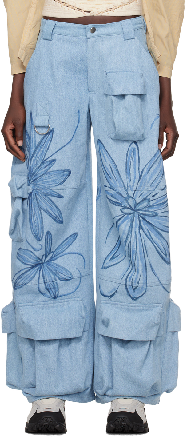 Shop Collina Strada Blue Garden Jeans In Flower Burst Blue