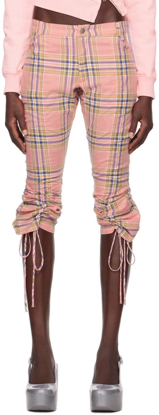 Collina Strada Pink Maldives Trousers In Pink Plaid