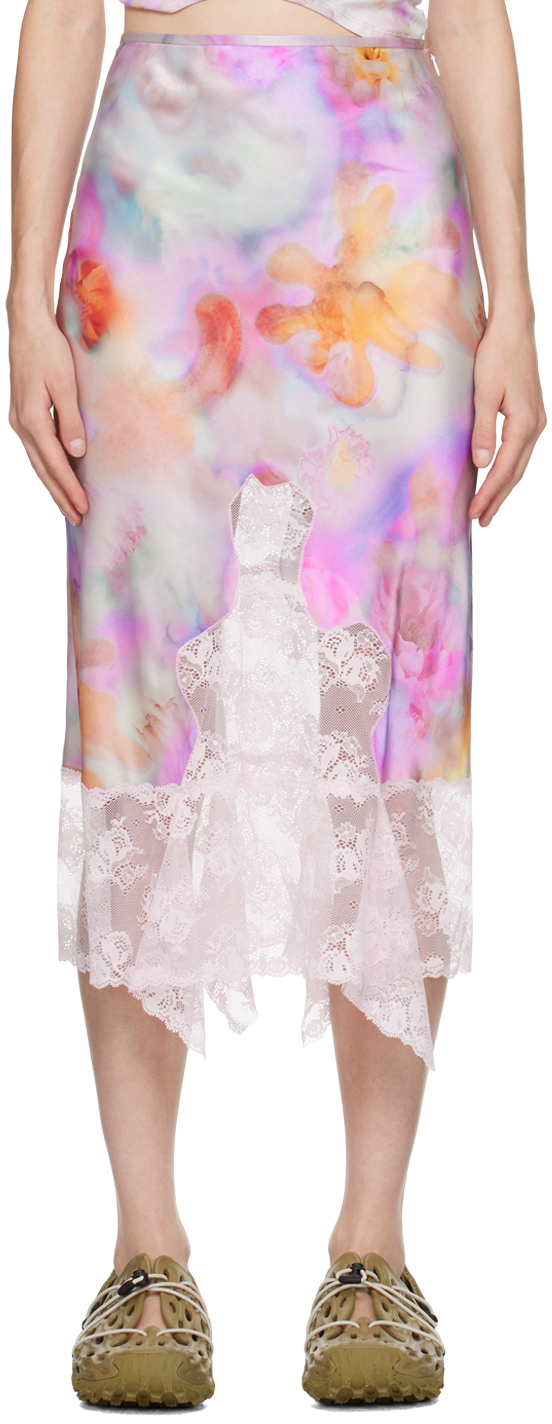Collina Strada Multicolor Hiss Midi Skirt In Molten Flowers