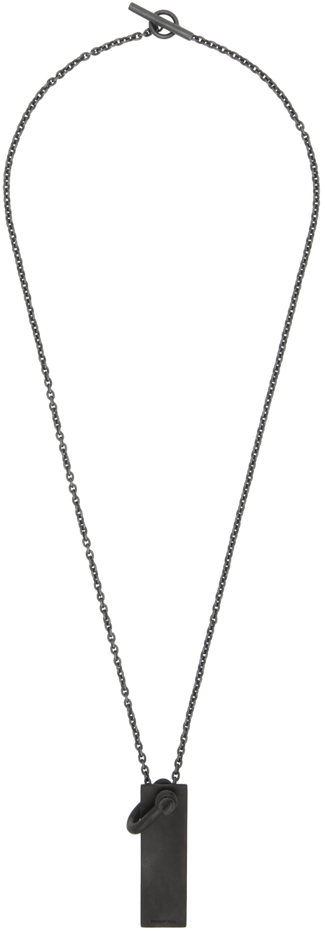 Black Bronze Tag Plate Necklace