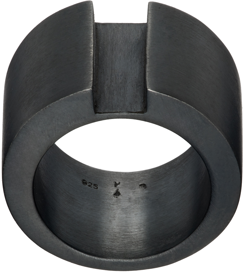 Shop Parts Of Four Black Crescent Rift Ring In Black Sterling