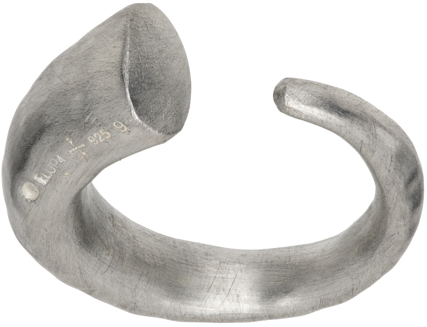 Parts Of Four Silver Little Horn Ring In Matte Silver