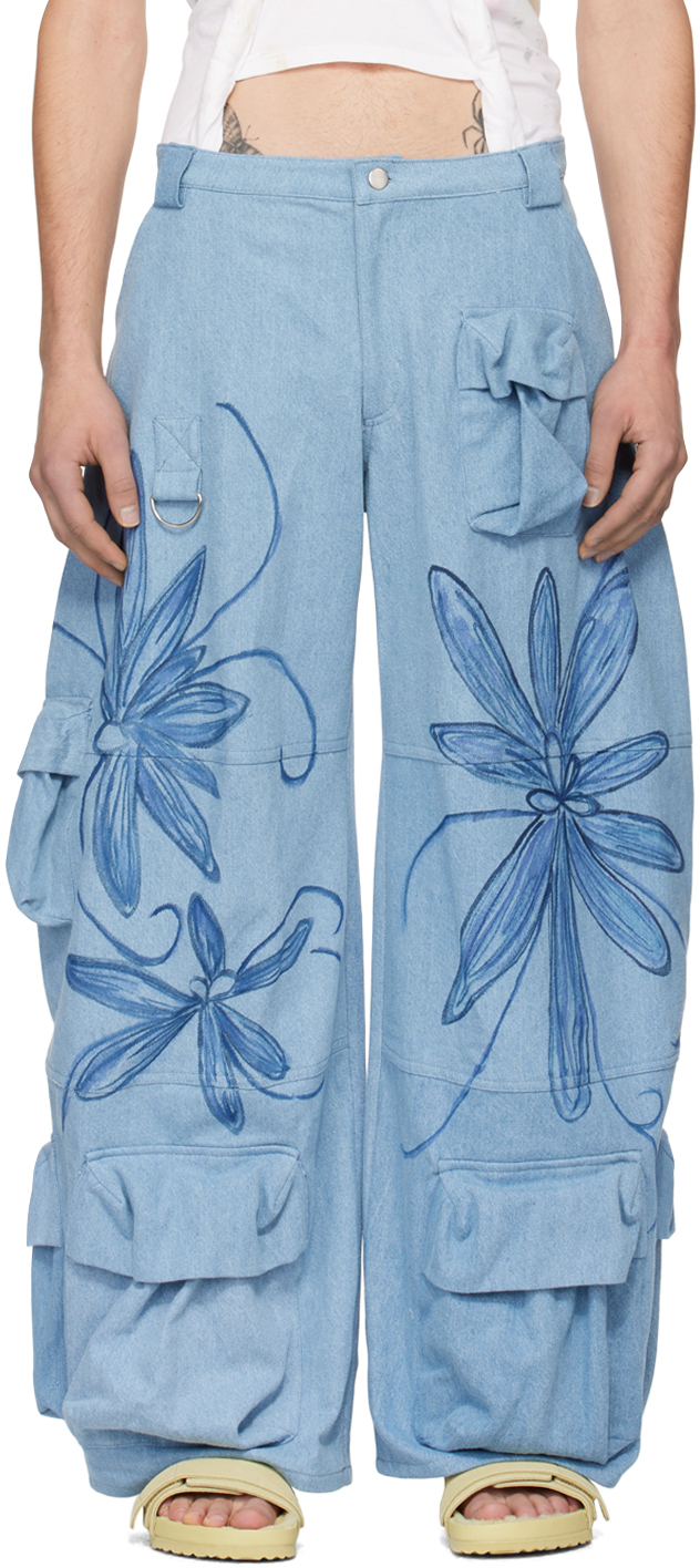 Collina Strada Blue Garden Jeans In Flower Burst Blue