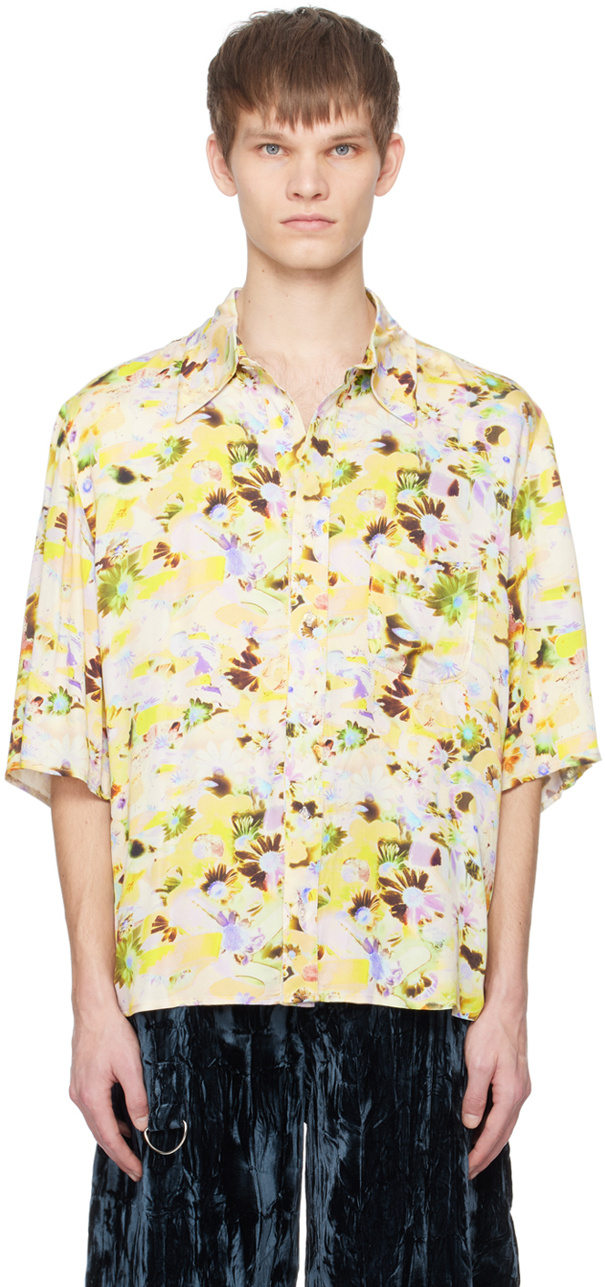 Collina Strada Yellow Sunny Shirt In Flower Puzzle