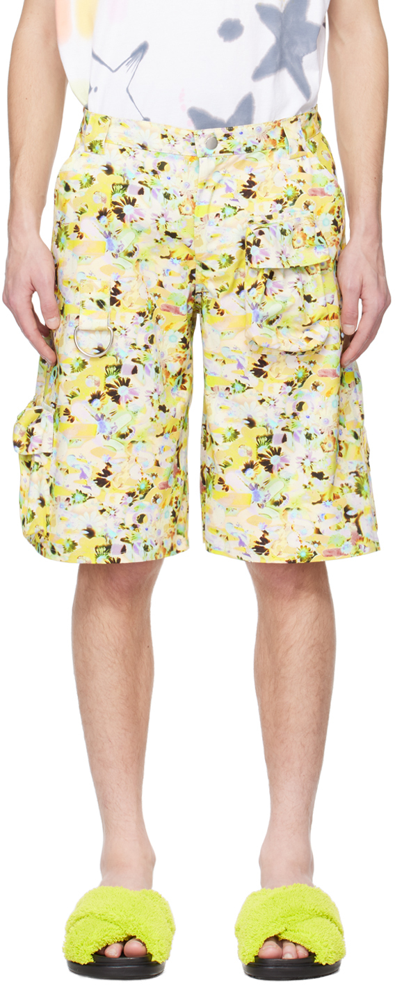 SSENSE Exclusive Yellow Puzzle Flower Shorts